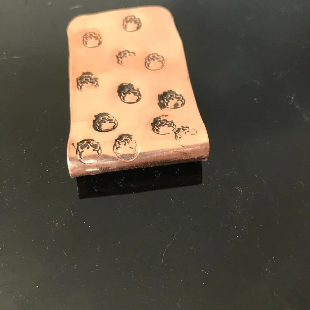 Rustic Skull Solid Copper Money Clip Artisan Handmade Stamped Biker Unisex Gift